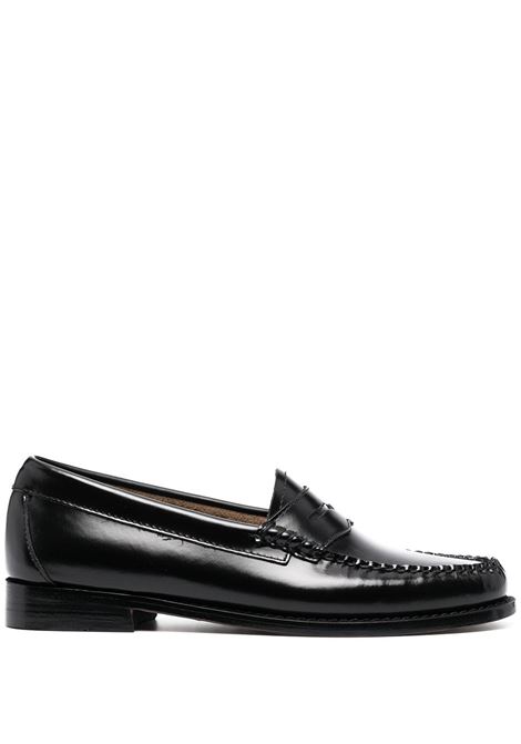 Black slip-on penny loafers - women